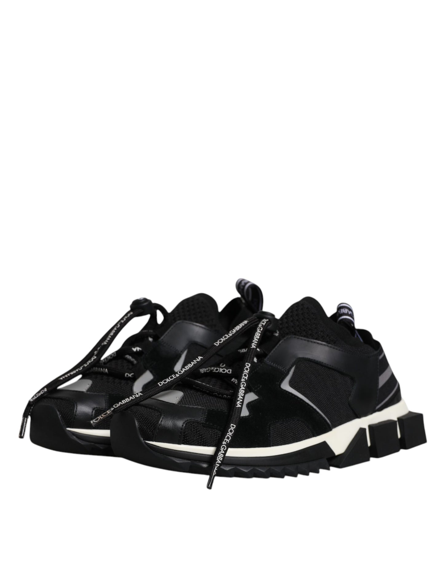 Dolce &amp; Gabbana Sort Hvid Logo Sorrento Herre Sneakers Sko