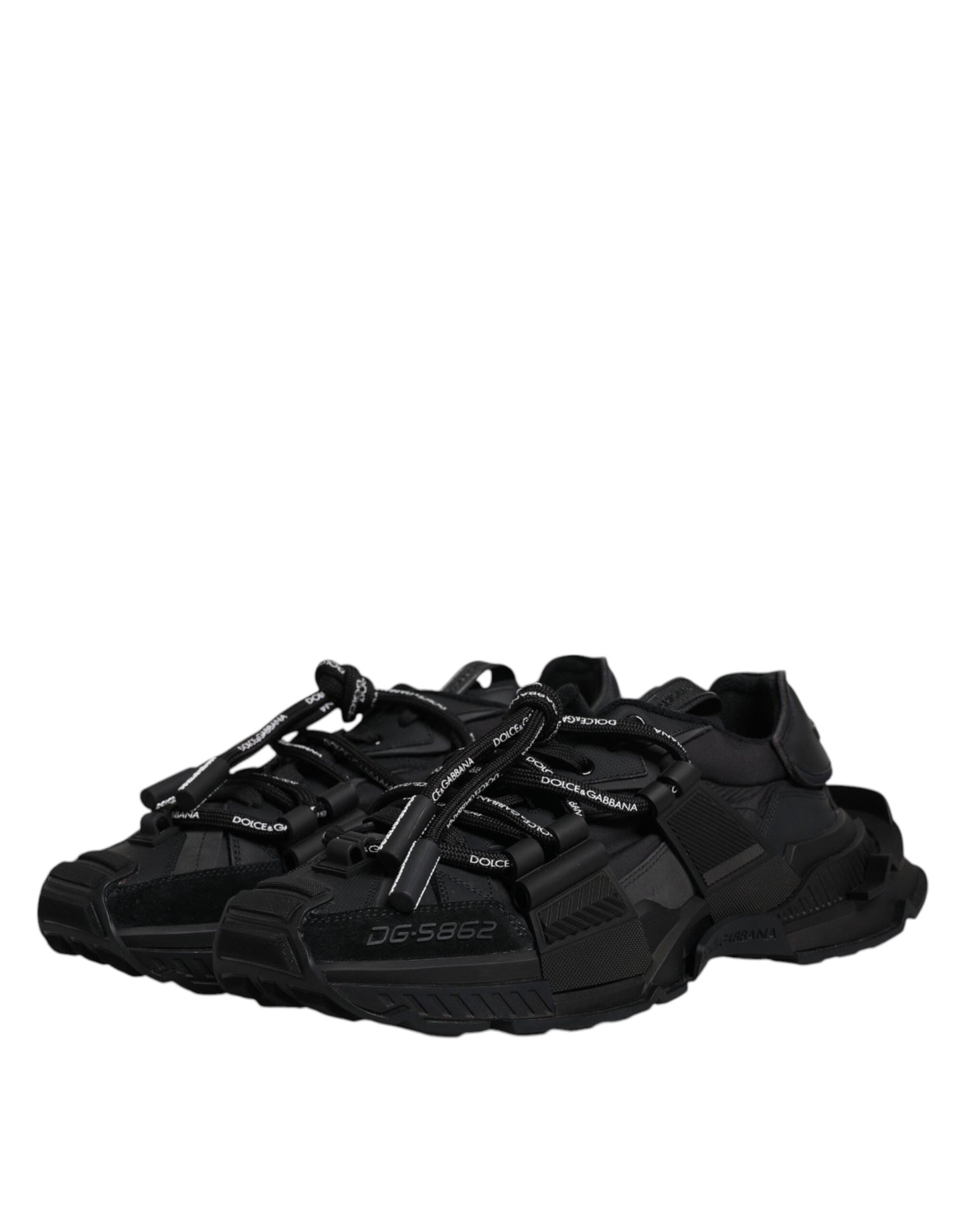 Dolce &amp; Gabbana Black Low Top Space Sneakers med snøresko