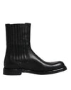 Dolce & Gabbana Black Horse Læder Mid Calf Boots Sko