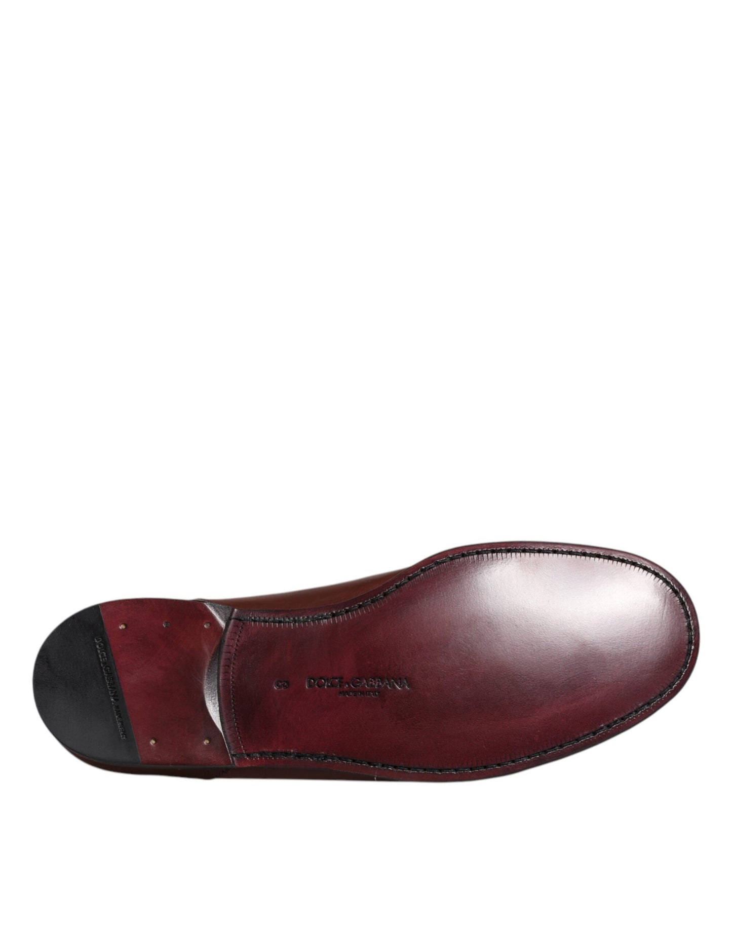 Dolce &amp; Gabbana Brun Læder Logo Slip On Mænd Loafers Sko