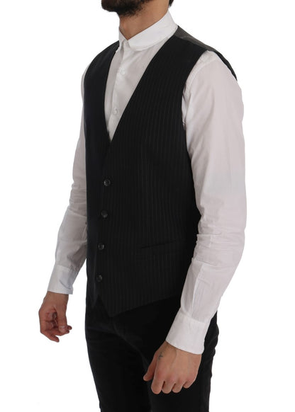 Dolce &amp; Gabbana Elegant Stribet Grå Vest