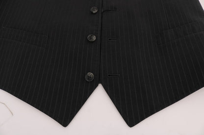 Dolce &amp; Gabbana Elegant Stribet Grå Vest
