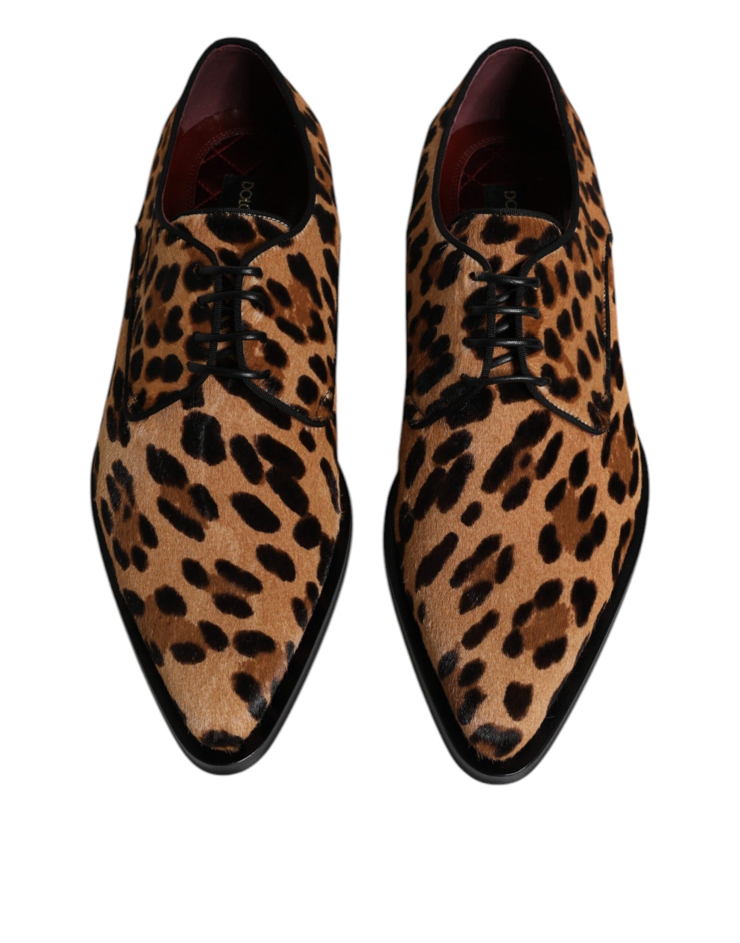 Dolce &amp; Gabbana Brown Leopard Derby Formelle Mænd Dress Sko