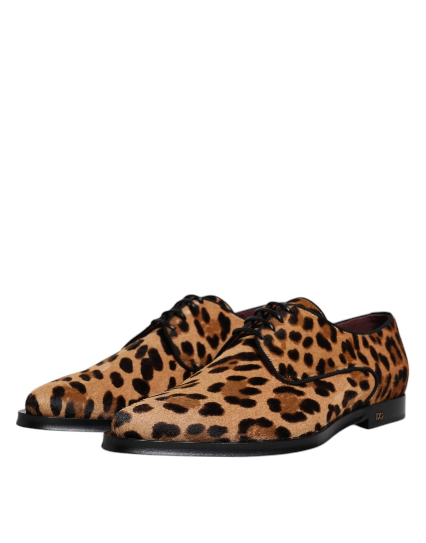 Dolce &amp; Gabbana Brown Leopard Derby Formelle Mænd Dress Sko