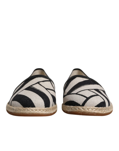 Dolce &amp; Gabbana Black White Stripes Slip On Espadrille Sko