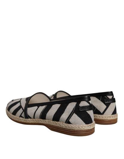 Dolce &amp; Gabbana Black White Stripes Slip On Espadrille Sko