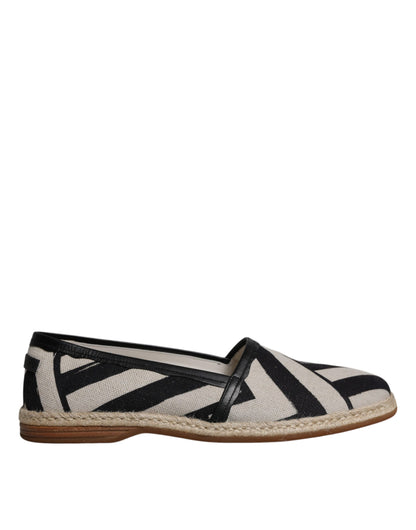 Dolce &amp; Gabbana Black White Stripes Slip On Espadrille Sko