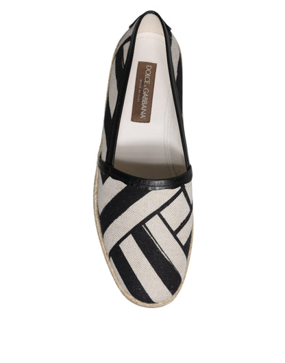 Dolce &amp; Gabbana Black White Stripes Slip On Espadrille Sko