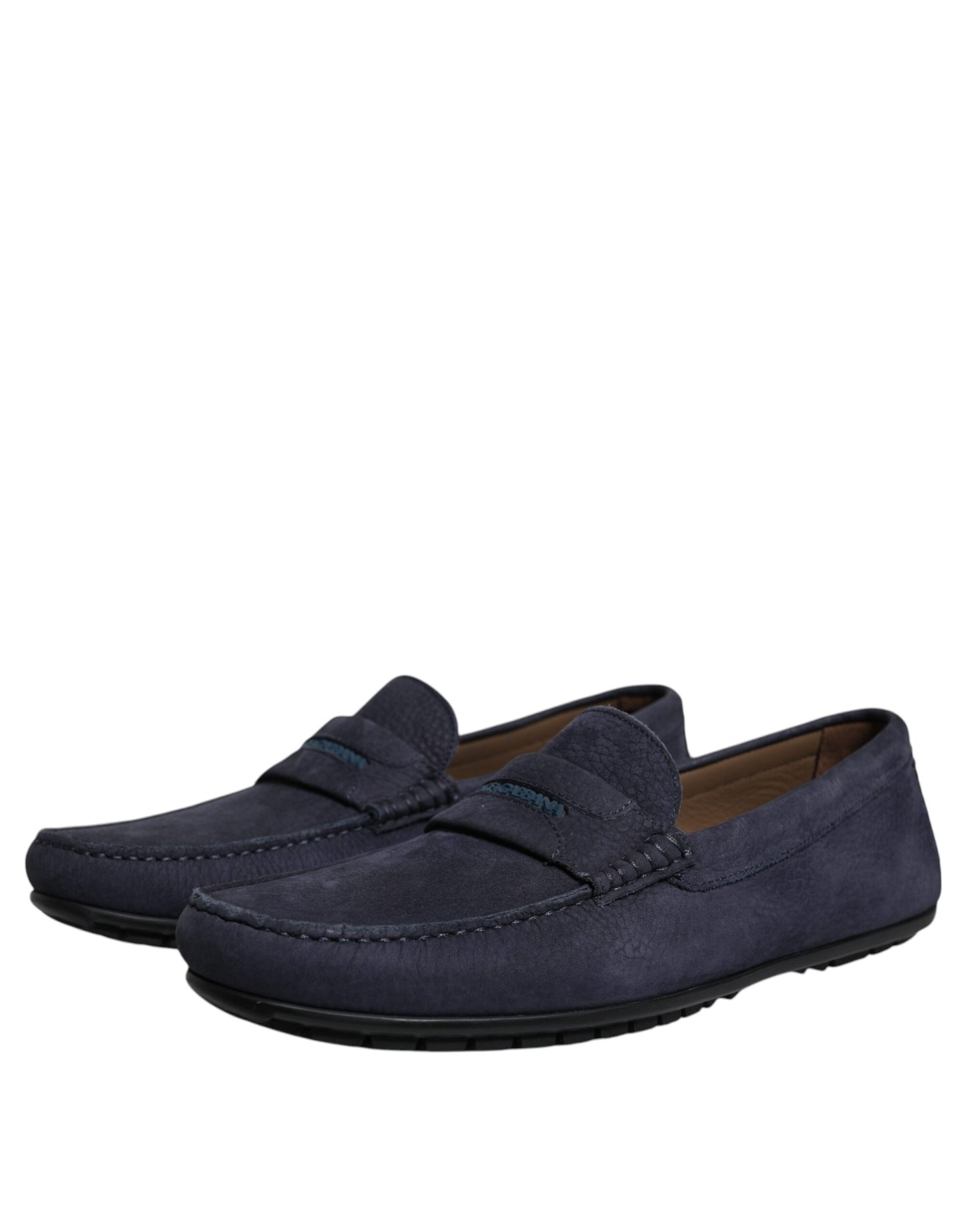 Dolce &amp; Gabbana Blue Calf Leather Slip On Mænd Moccasin Sko