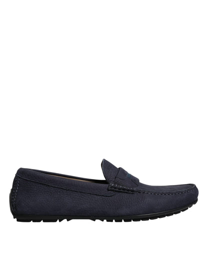 Dolce & Gabbana Blue Calf Leather Slip On Men Moccasin Shoes