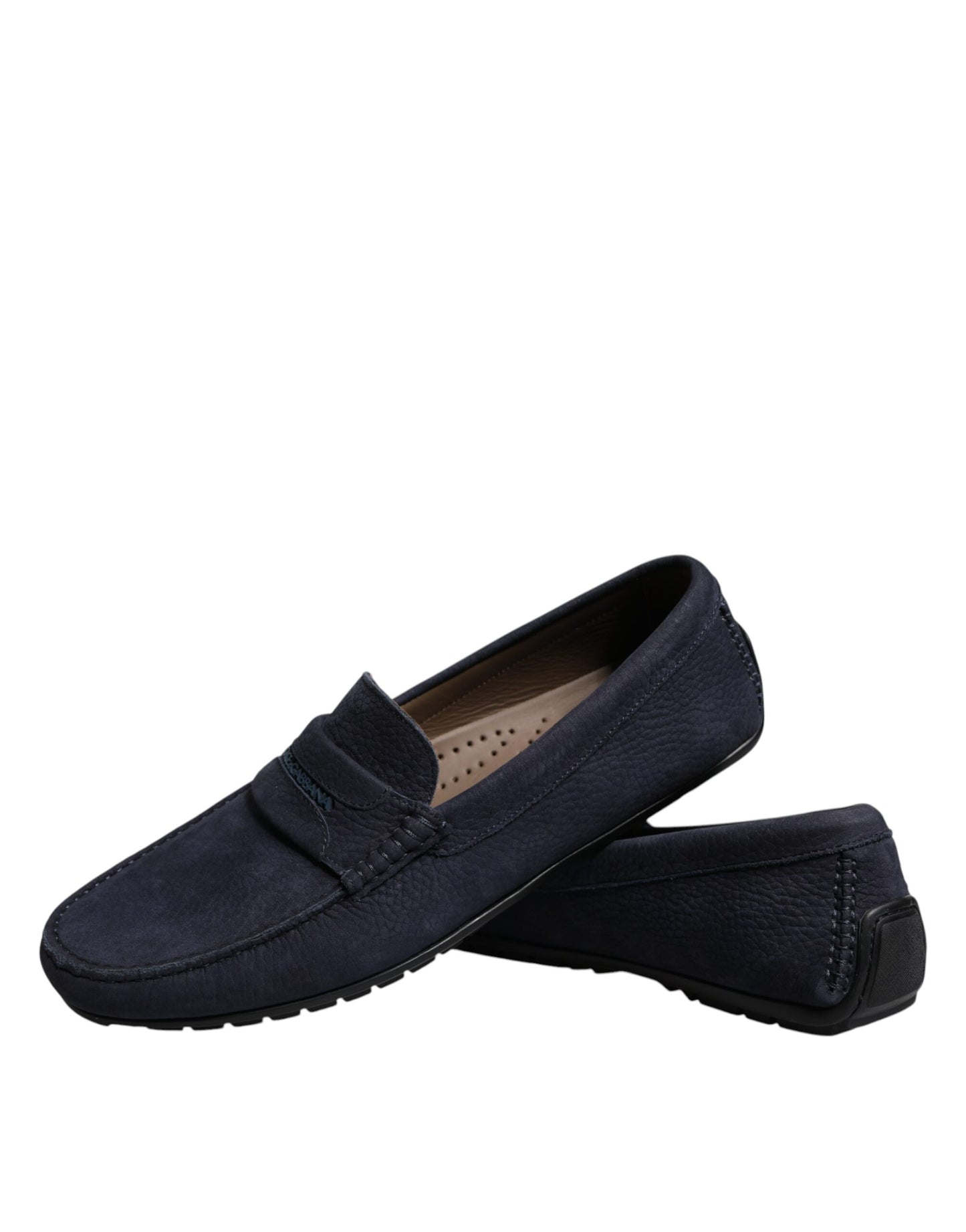 Dolce &amp; Gabbana Blue Calf Leather Slip On Mænd Moccasin Sko