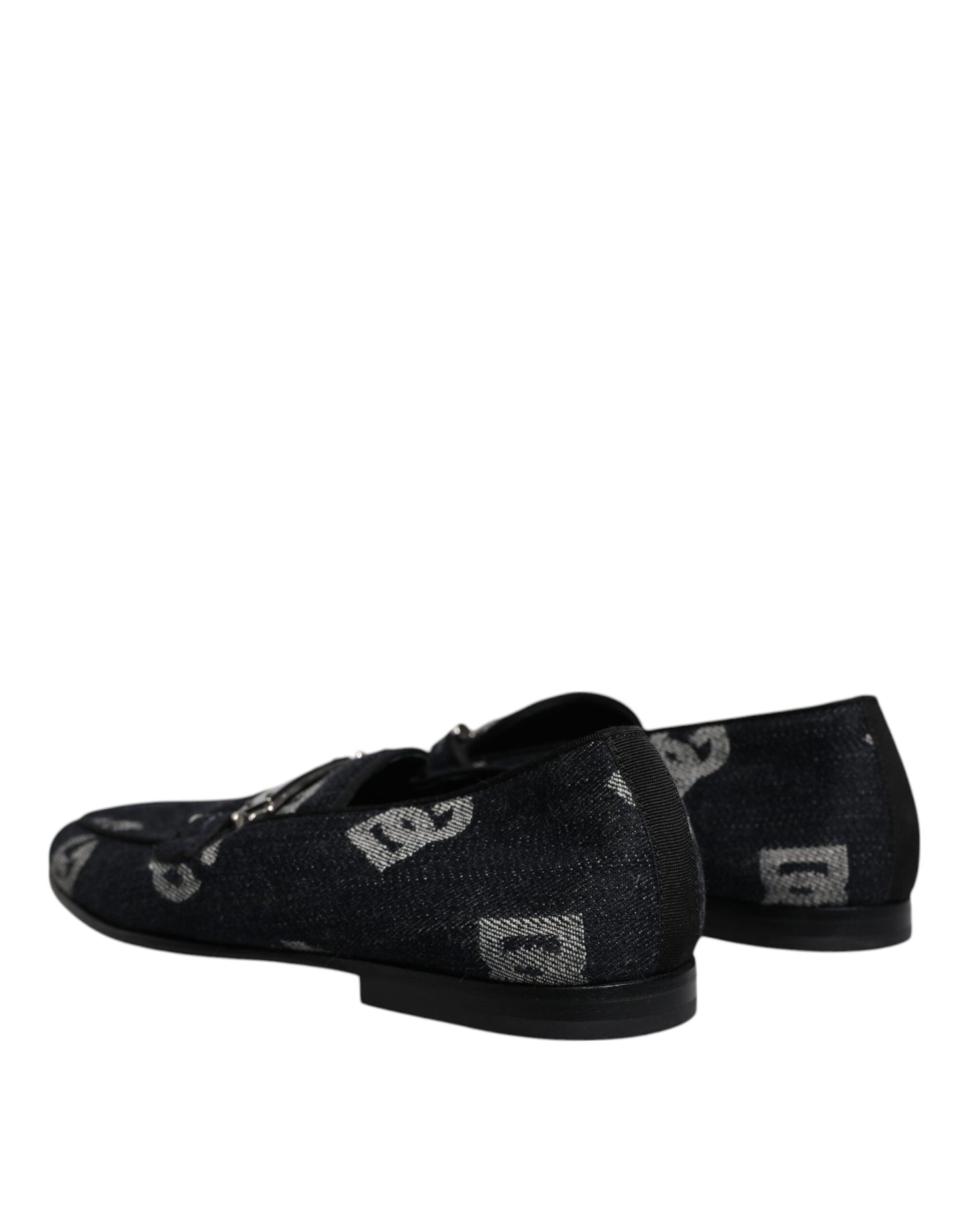 Dolce &amp; Gabbana Black Logo Bomuld Loafers Formel kjole sko