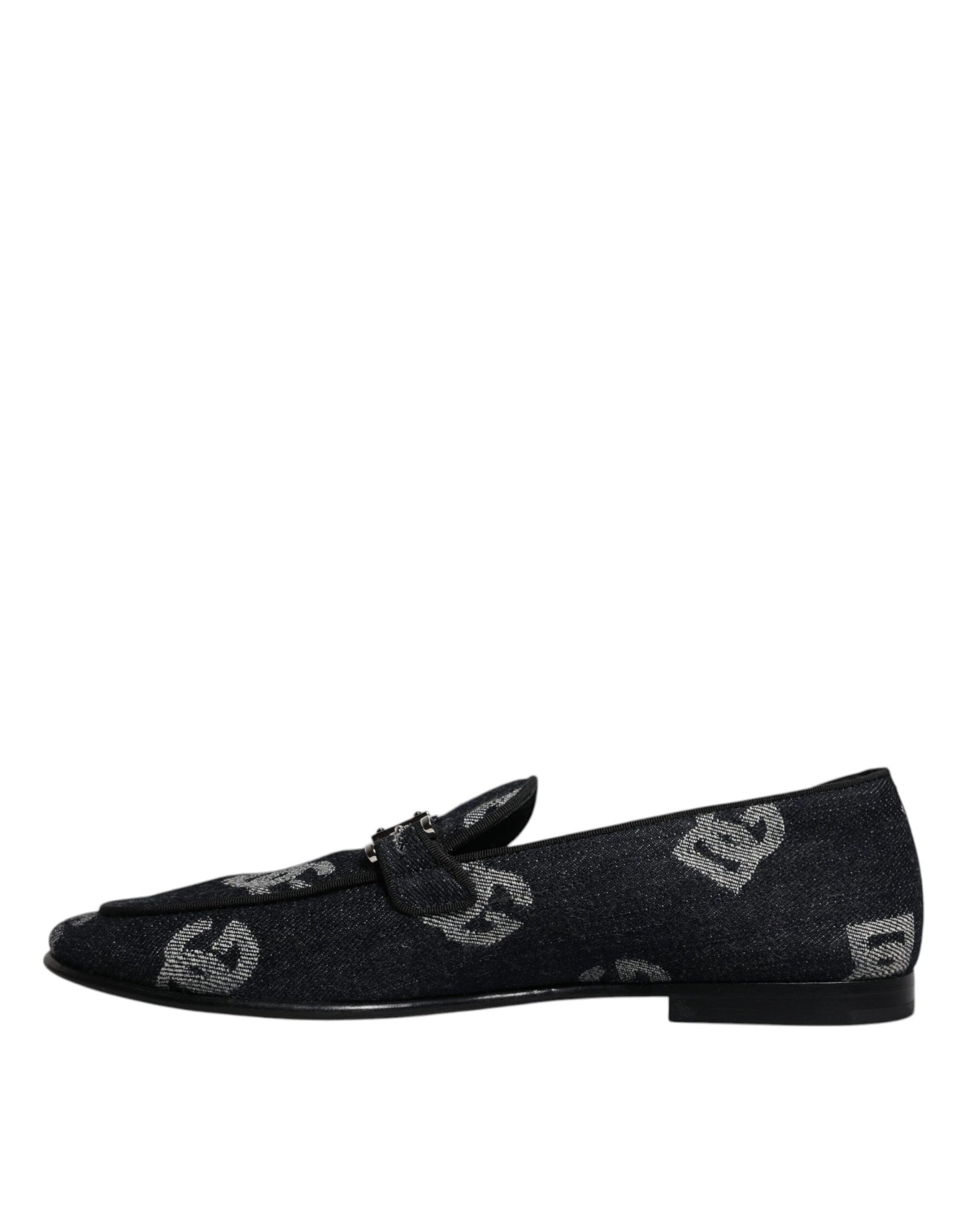 Dolce &amp; Gabbana Black Logo Bomuld Loafers Formel kjole sko