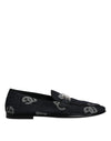 Dolce & Gabbana Black Logo Bomuld Loafers Formel kjole sko