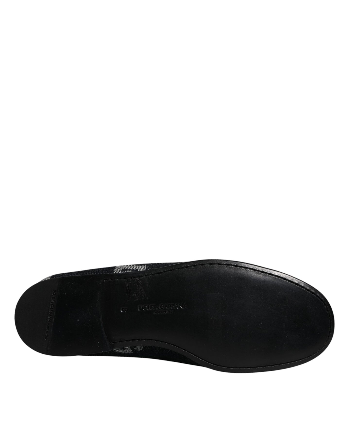 Dolce &amp; Gabbana Black Logo Bomuld Loafers Formel kjole sko