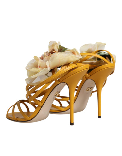 Dolce &amp; Gabbana Orange Flower Applique Keira Sandals Sko