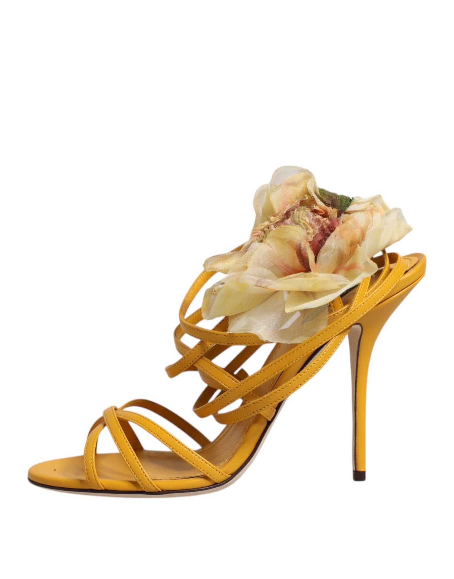 Dolce &amp; Gabbana Orange Flower Applique Keira Sandals Sko