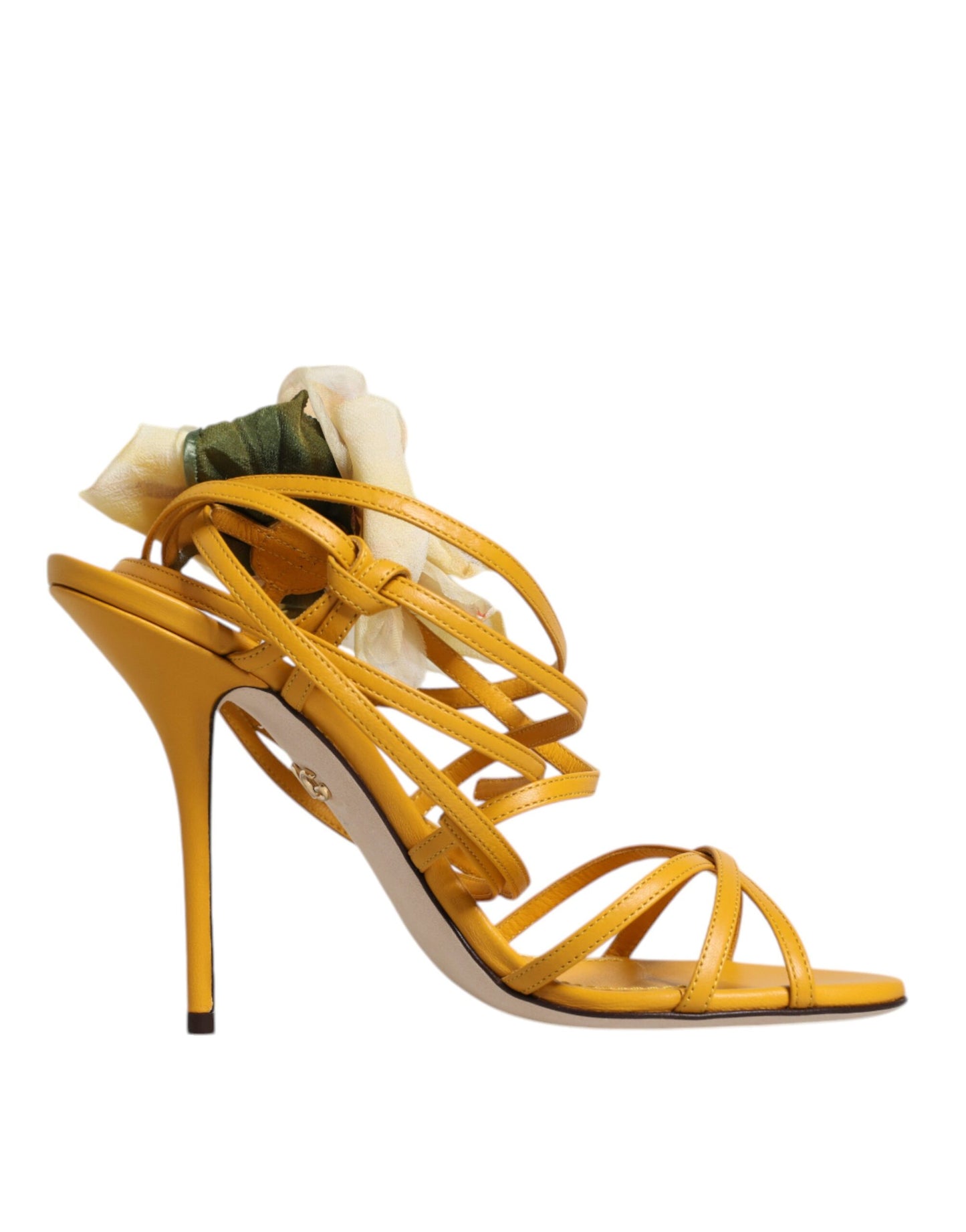 Dolce &amp; Gabbana Orange Flower Applique Keira Sandals Sko