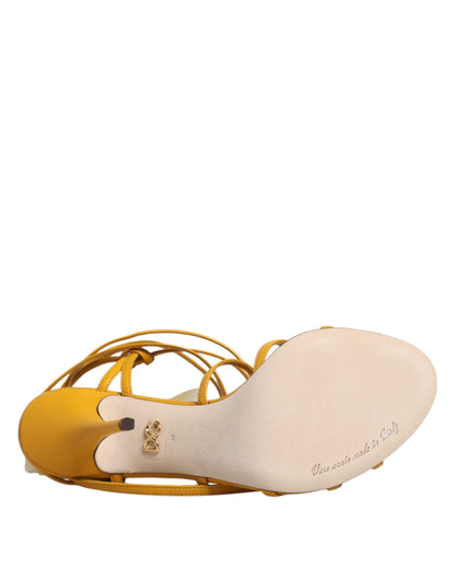 Dolce &amp; Gabbana Orange Flower Applique Keira Sandals Sko