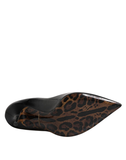 Dolce &amp; Gabbana Sorte Lædersko med T-rem og Stilettohæle