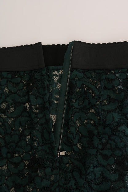Dolce &amp; Gabbana Højtaljede Slim-Fit Blomsterbukser med Blonde