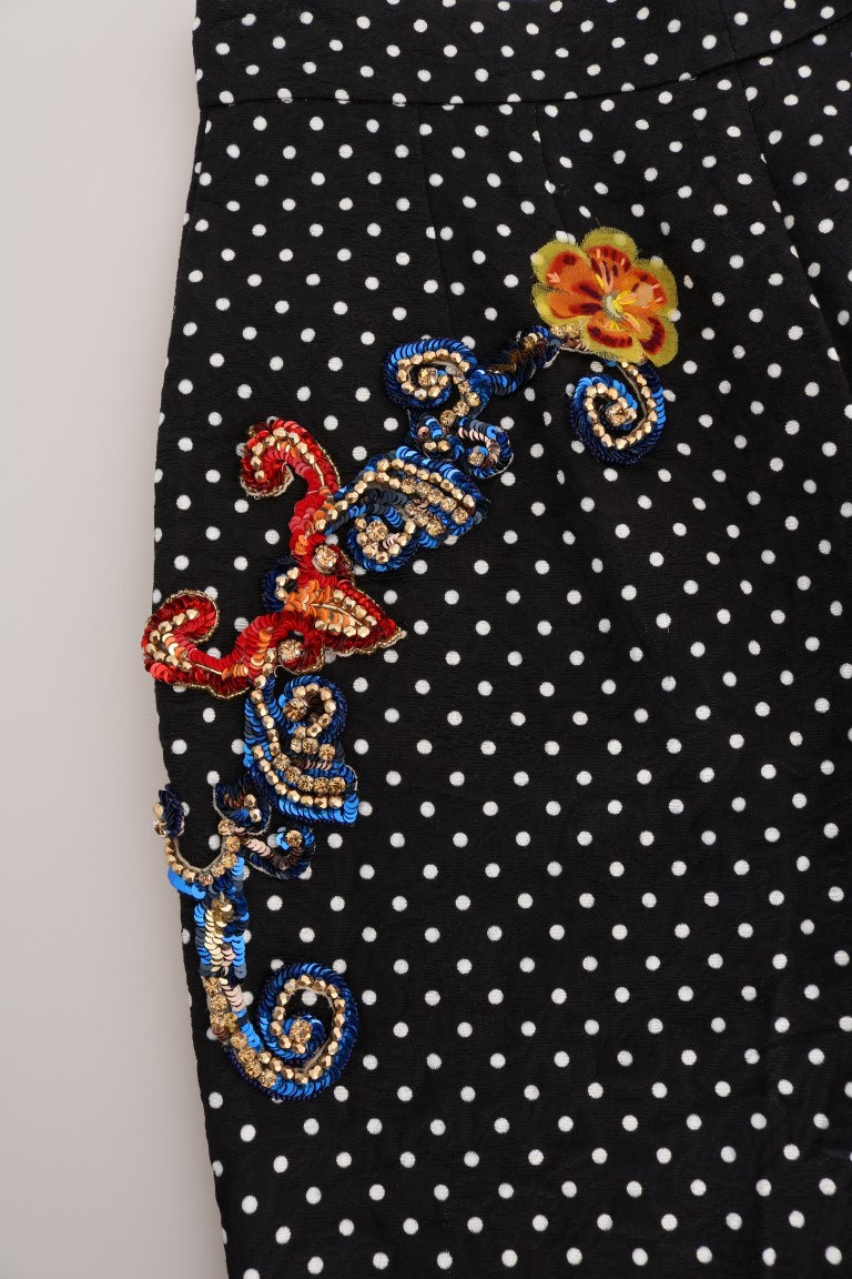 Dolce &amp; Gabbana Elegante Polkaprikkede Udsmykkede Bukser