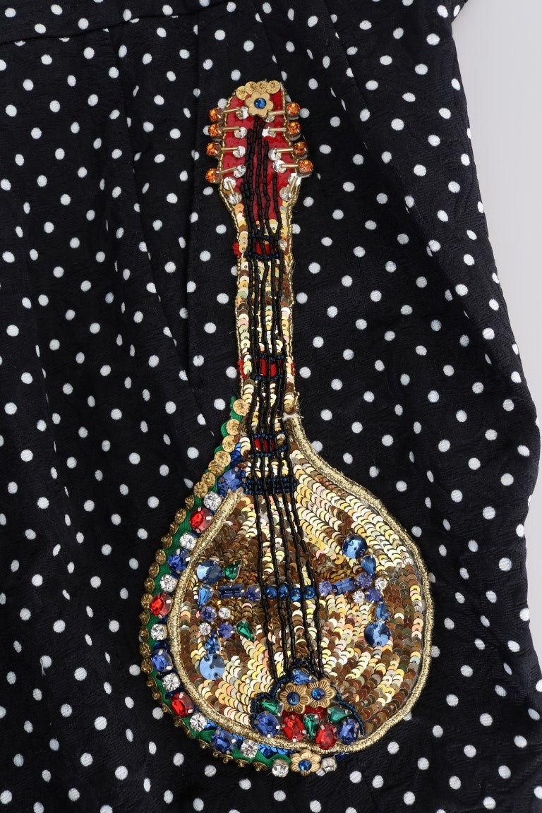 Dolce &amp; Gabbana Elegante Polkaprikkede Udsmykkede Bukser