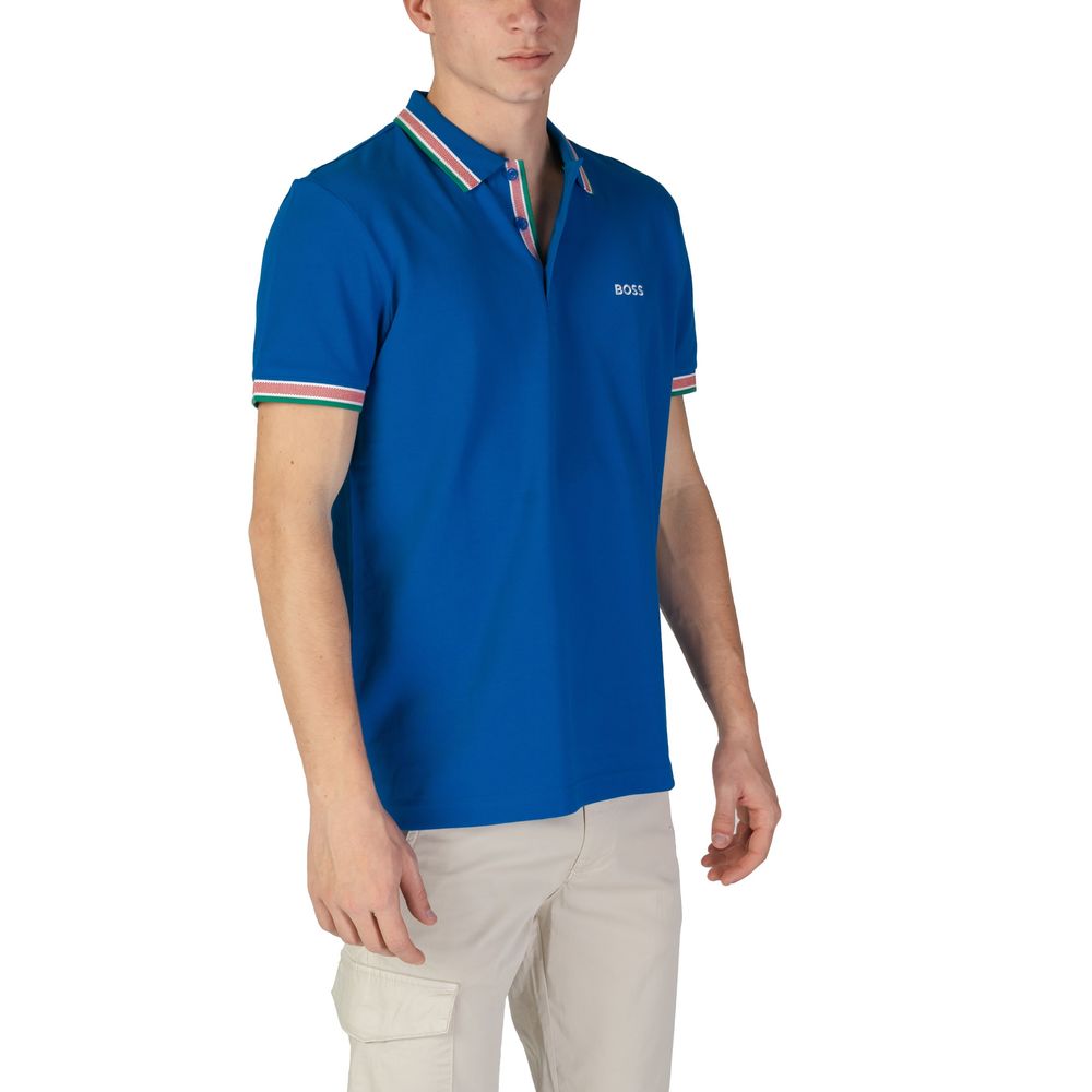 Hugo Boss blå bomuld poloshirt