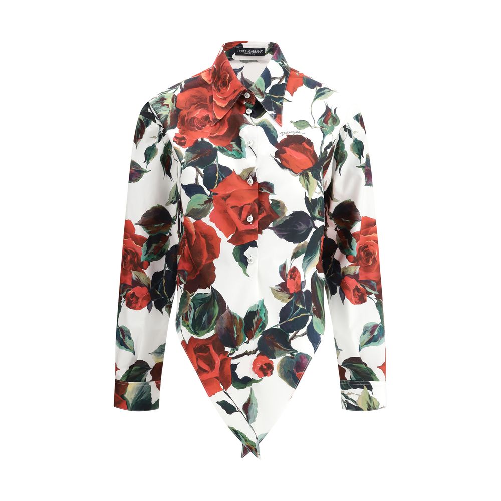 Dolce &amp; Gabbana skjorte med asymmetrisk rosetryk