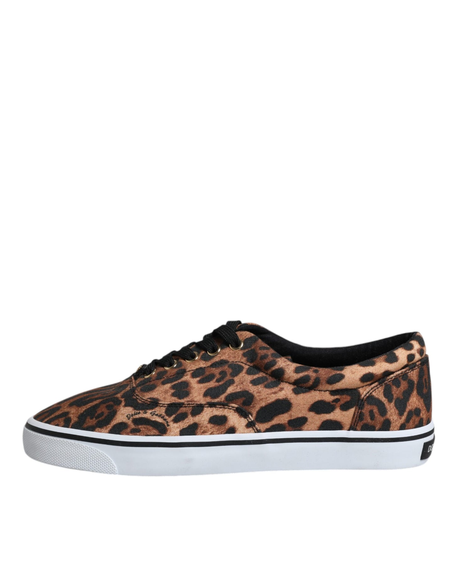 Dolce &amp; Gabbana Brown Leopard Logo Print Bomuld Sneakers Sko