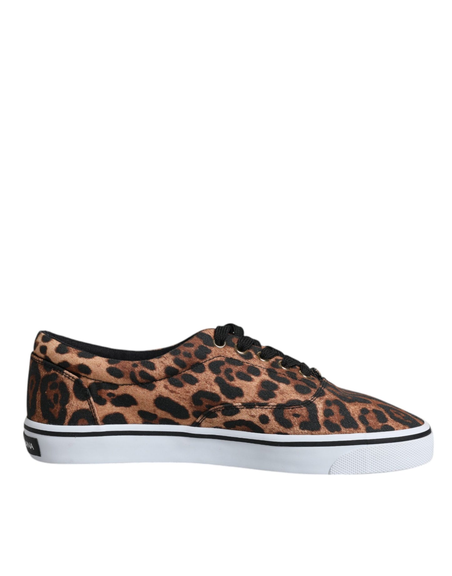 Dolce &amp; Gabbana Brown Leopard Logo Print Bomuld Sneakers Sko