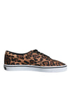 Dolce & Gabbana Brown Leopard Logo Print Bomuld Sneakers Sko