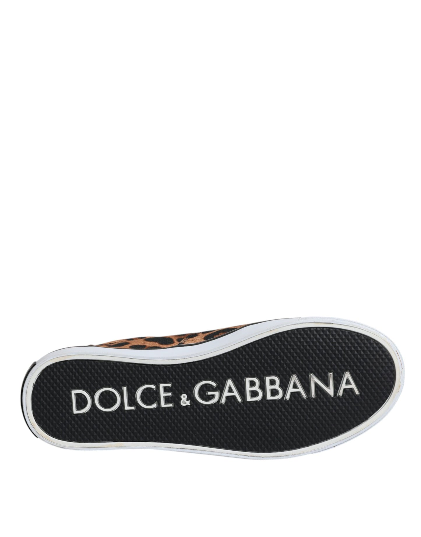 Dolce &amp; Gabbana Brown Leopard Logo Print Bomuld Sneakers Sko