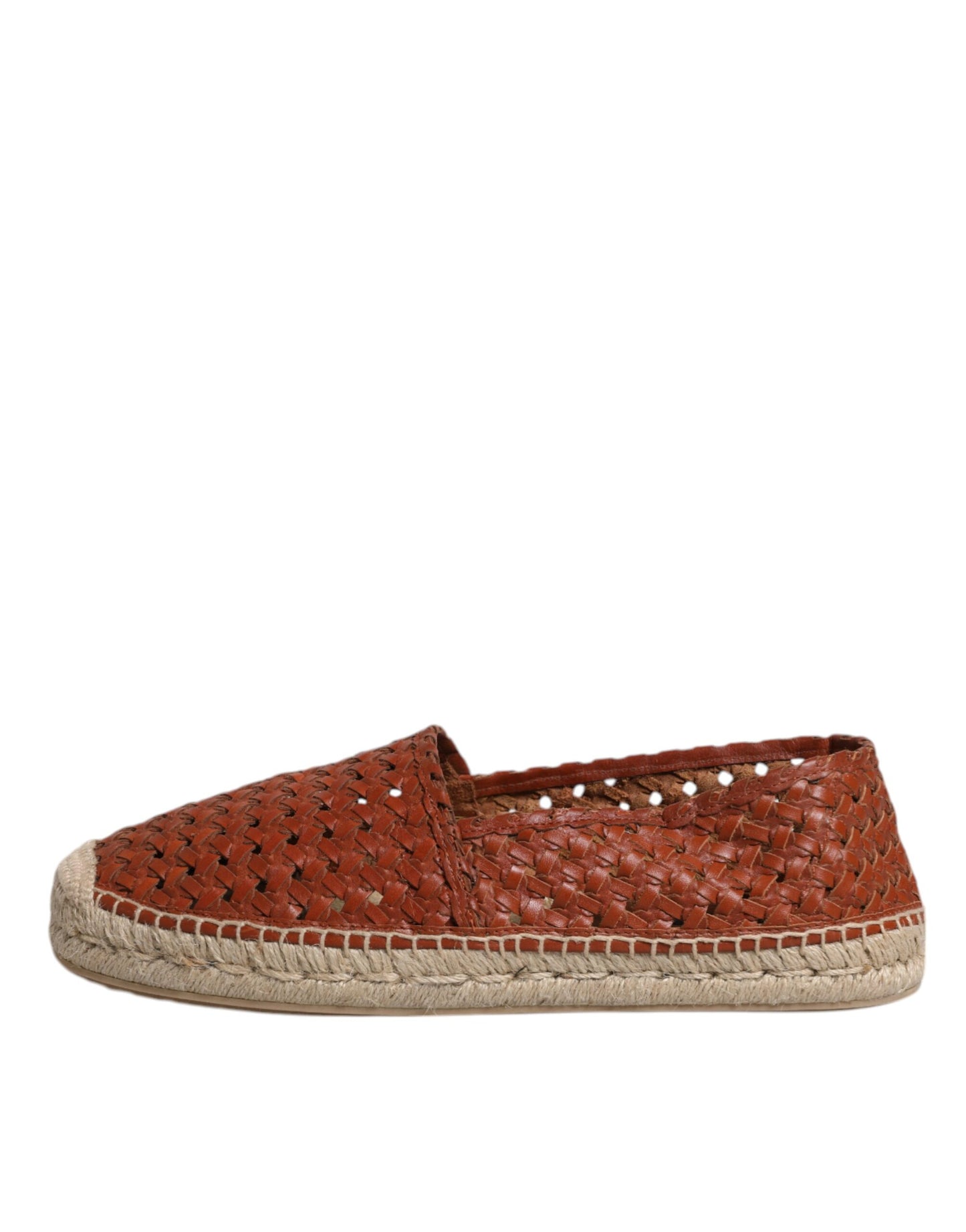 Dolce & Gabbana Maroon Woven Leather Men Espadrille Shoes