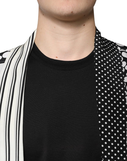 Dolce &amp; Gabbana Sort/Hvid Silkeskjorte med Polkaprikker til Herrer