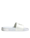 Dolce & Gabbana White Rubber Slides Sandaler Strandtøjssko