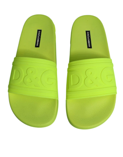 Dolce &amp; Gabbana Green Rubber Slides Sandaler Strandtøjssko