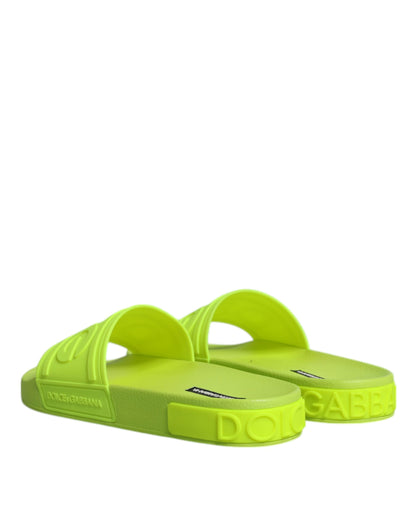 Dolce &amp; Gabbana Green Rubber Slides Sandaler Strandtøjssko