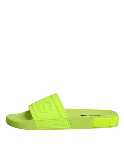 Dolce &amp; Gabbana Green Rubber Slides Sandaler Strandtøjssko