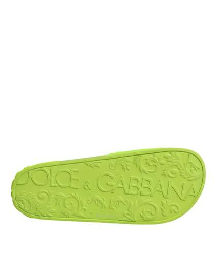 Dolce &amp; Gabbana Green Rubber Slides Sandaler Strandtøjssko