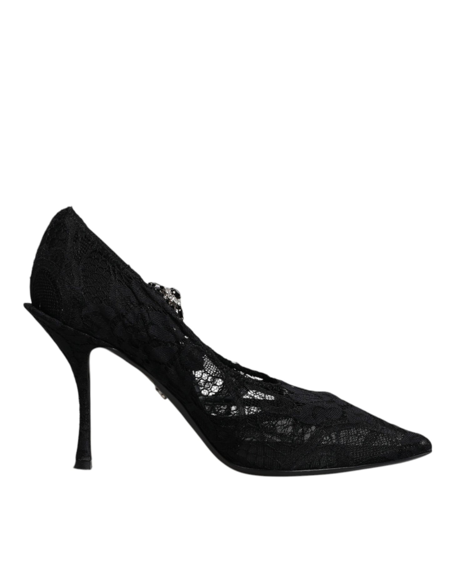 Dolce & Gabbana Black Lace Crystals Mary Jane Pumps Shoes