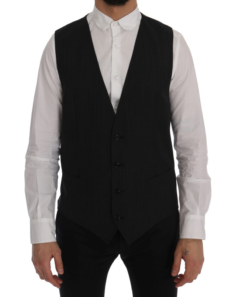 Dolce &amp; Gabbana Elegant gråstribet uldblandingsvest