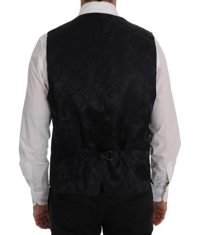 Dolce &amp; Gabbana Elegant gråstribet uldblandingsvest