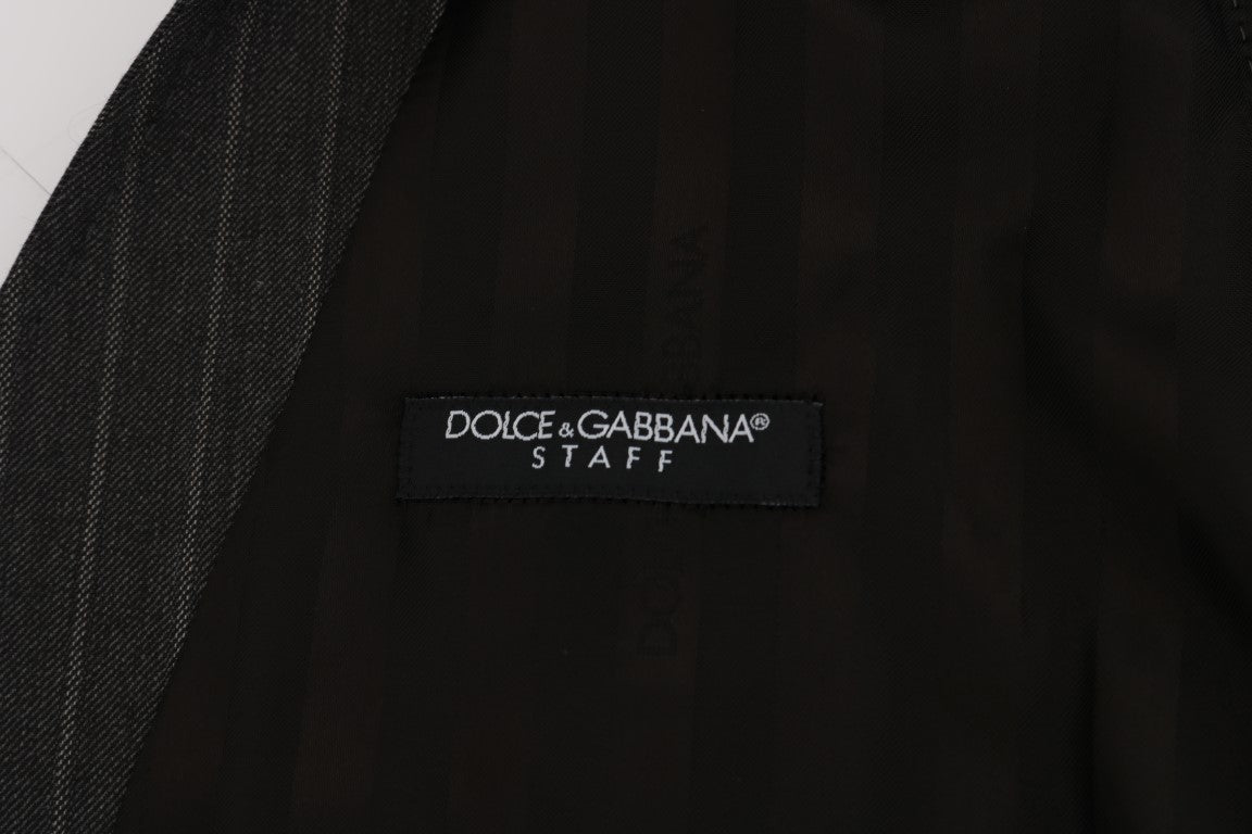 Dolce &amp; Gabbana Elegant stribet grå uldblanding vest vest