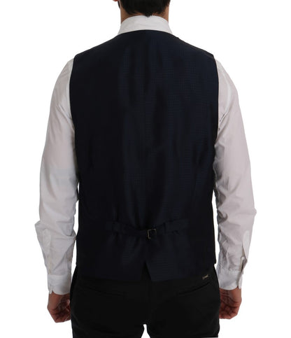 Dolce &amp; Gabbana Elegant Blå Stribet Vest