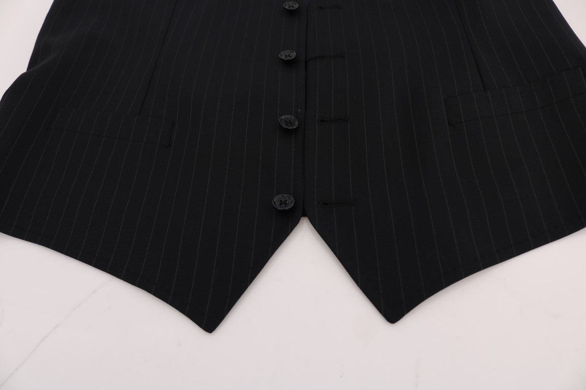 Dolce &amp; Gabbana Elegant Blå Stribet Vest
