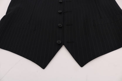 Dolce &amp; Gabbana Elegant Blå Stribet Vest