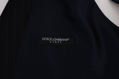 Dolce &amp; Gabbana Elegant Blå Stribet Vest