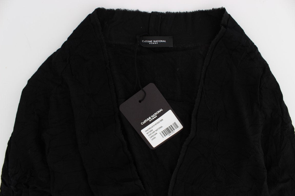 Kostume National Elegant Black Merino Wool Cardigan