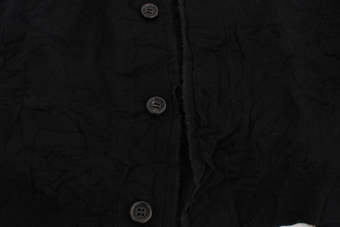 Kostume National Elegant Black Merino Wool Cardigan